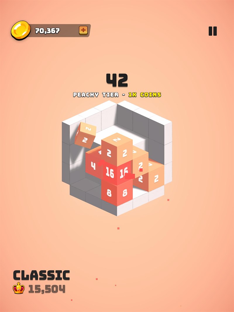 3D48 on iPad — Classic mode, a block dropping onto the cube