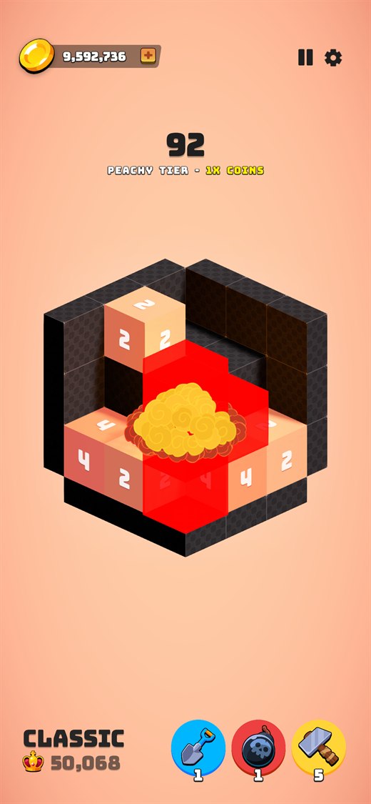 3D48 — a bomb power-up detonating in the dark wall skin